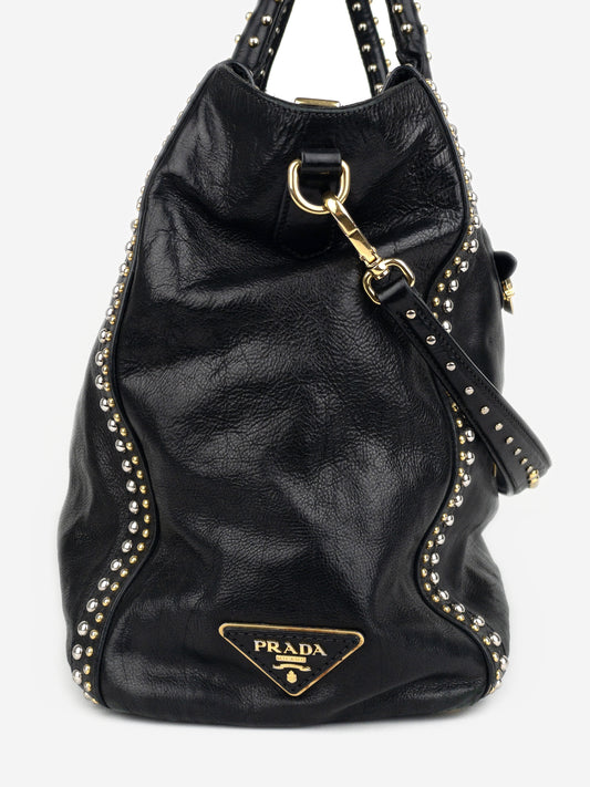 Prada 2000s Studded Leather Shopper Tote Handbag – photo 5