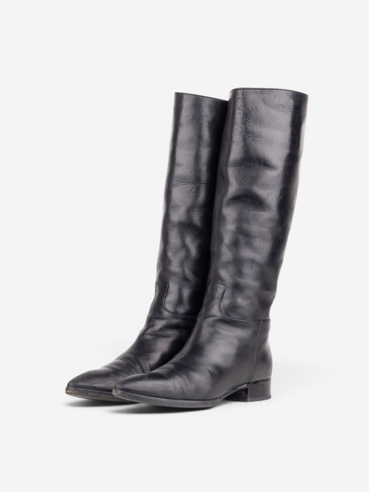 Prada 2000s Knee High Pointed Toe Riding Boots
