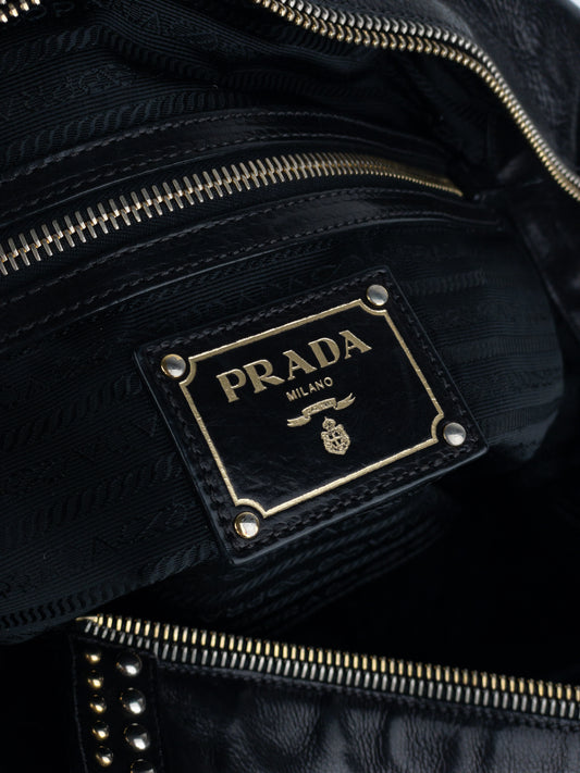Prada 2000s Studded Leather Shopper Tote Handbag – photo 7