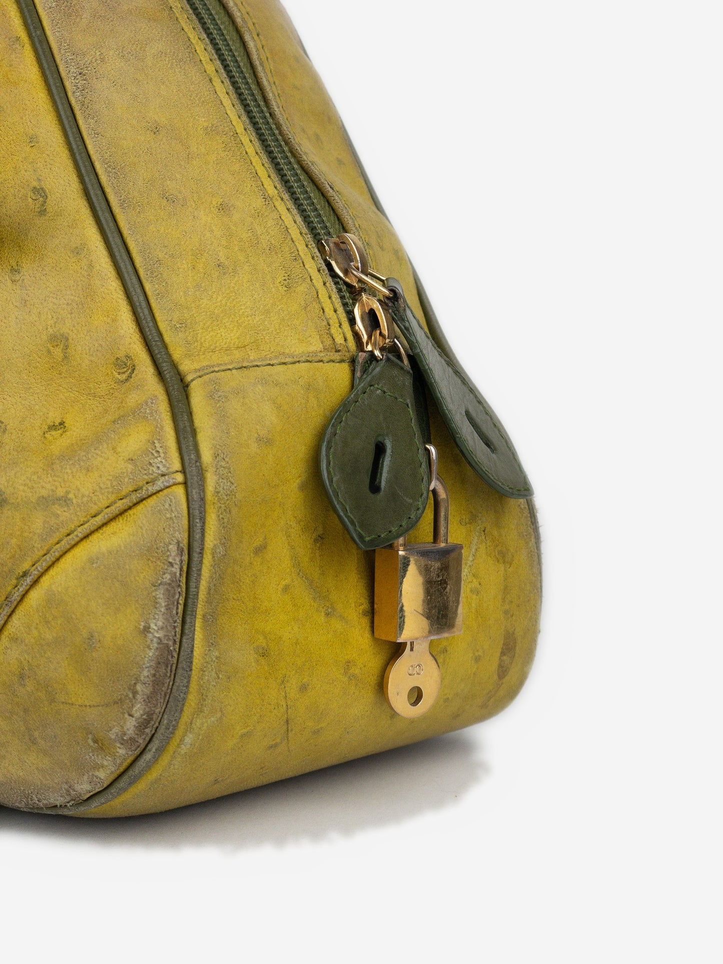 Dior by Galliano AW00 Limited Edition Ostrich Saddle Bowling Shoulder Bag