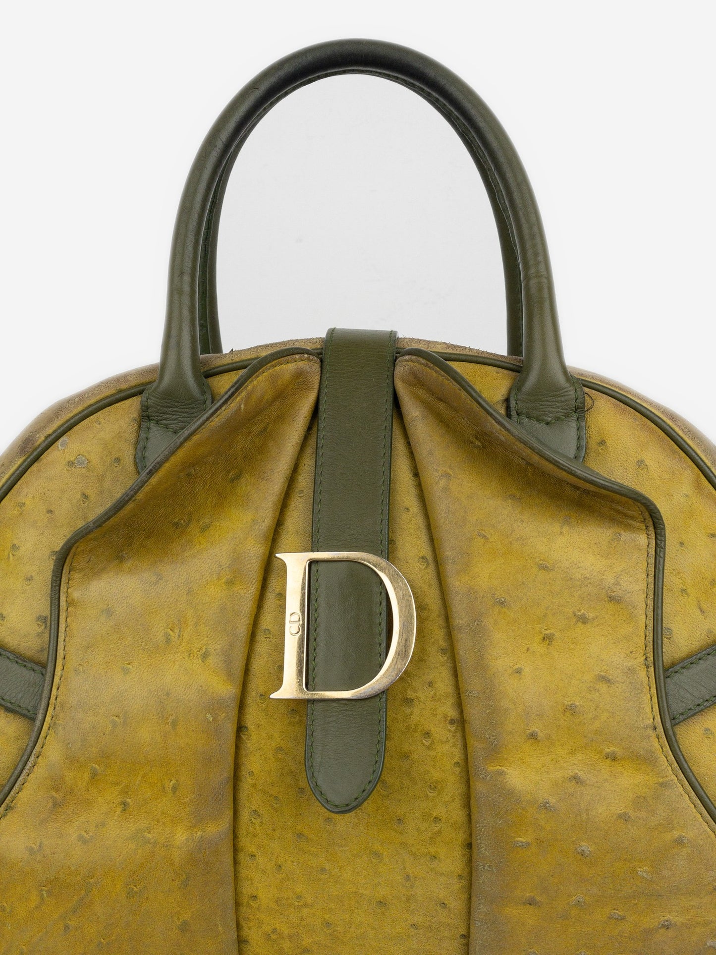 Dior by Galliano AW00 Limited Edition Ostrich Saddle Bowling Shoulder Bag