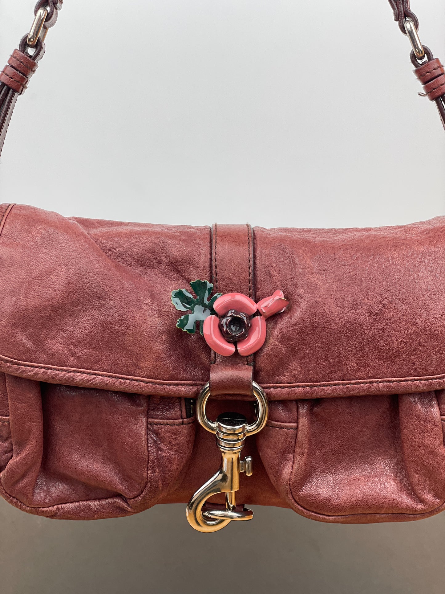 Miu Miu 2000s Metal Flower Cargo Shoulder Bag