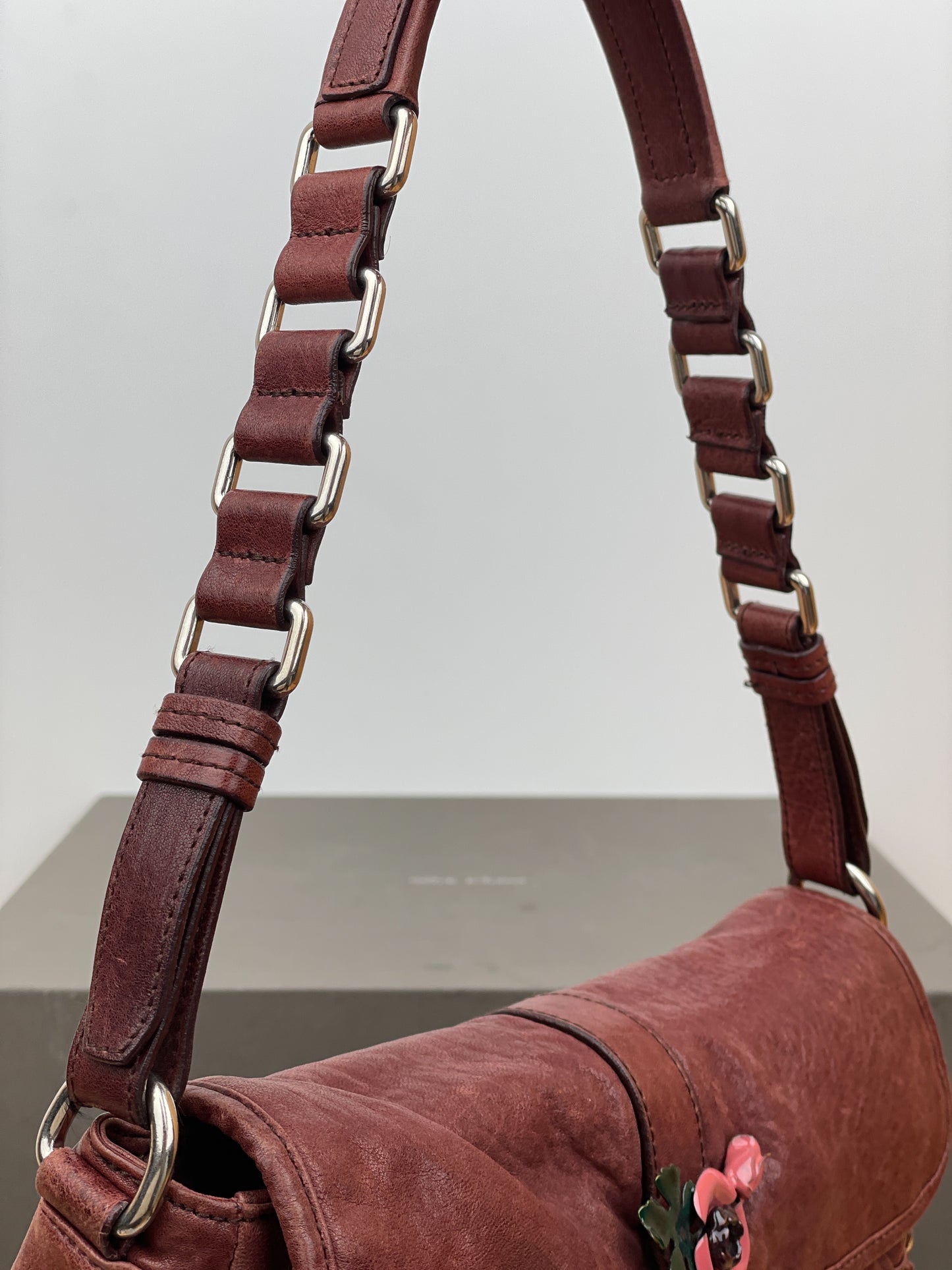 Miu Miu 2000s Metal Flower Cargo Shoulder Bag