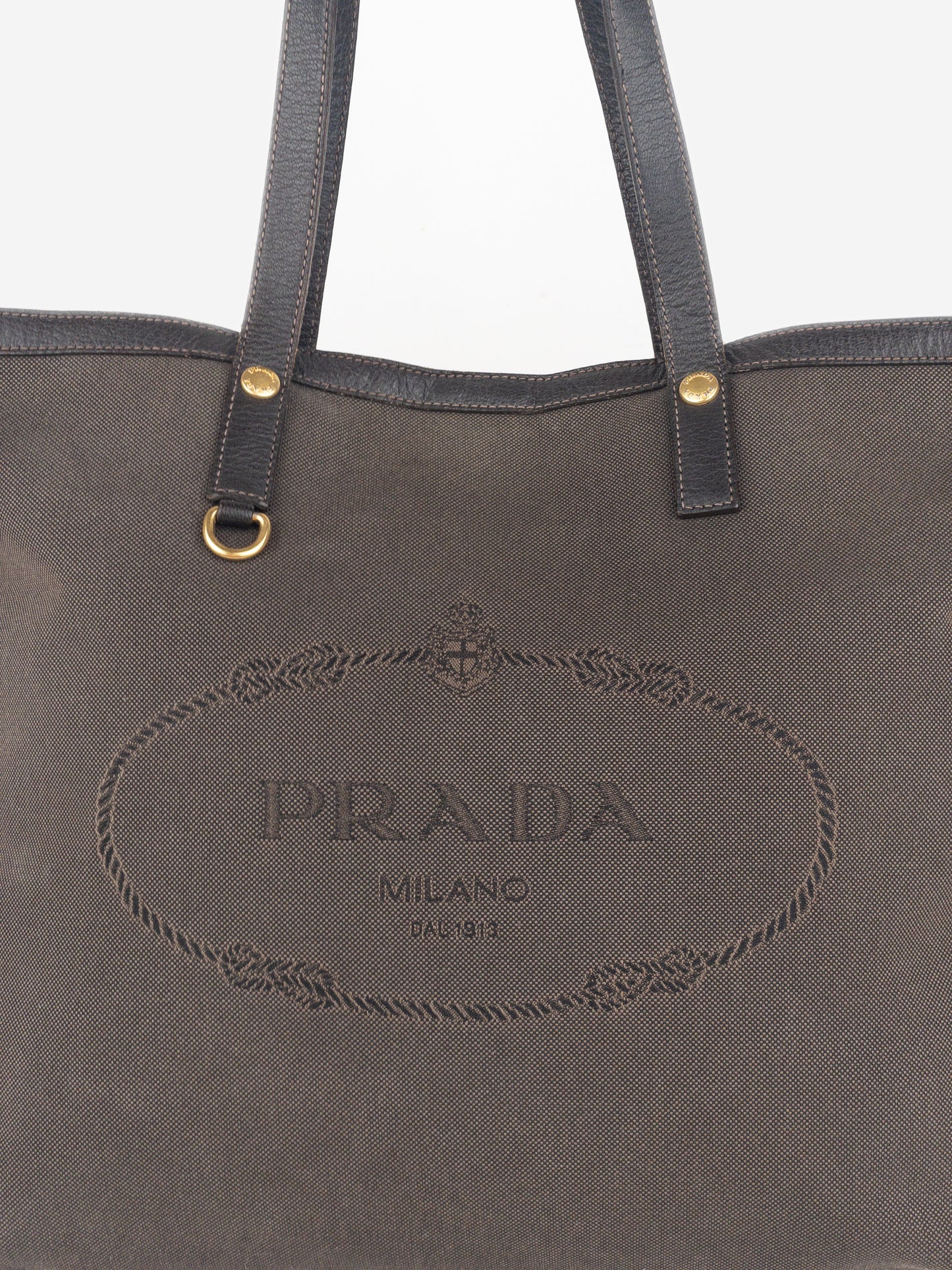 Prada 2000s Jacquard Canvas Shopper Tote Handbag