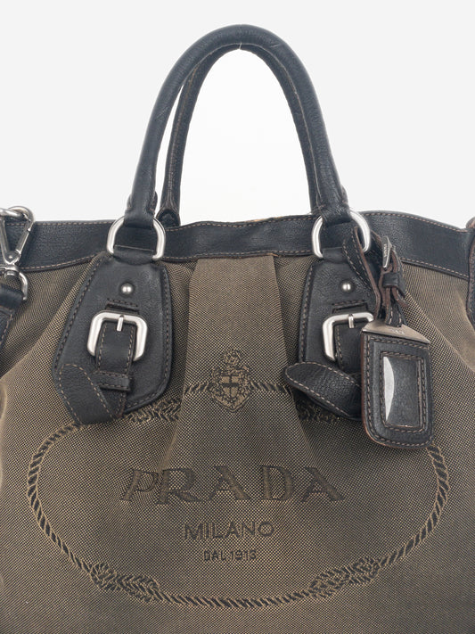 Prada 2000s Jacquard Canvas Shopper Handbag – photo 3