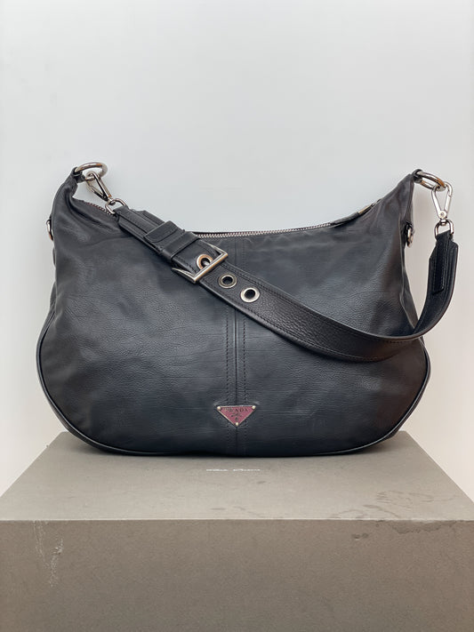 Prada 2000s Leather Hobo Shoulder Bag