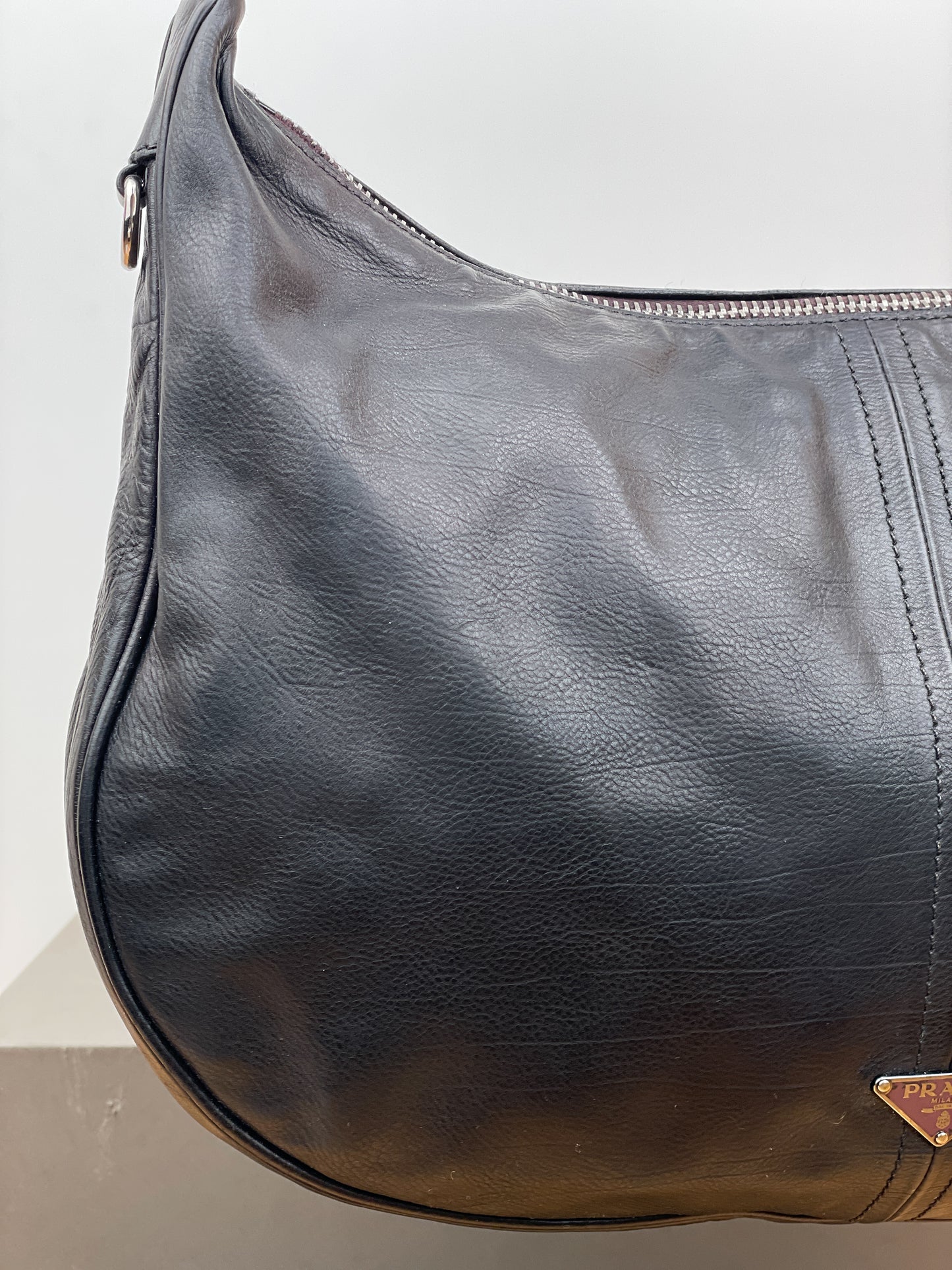Prada 2000s Leather Hobo Shoulder Bag