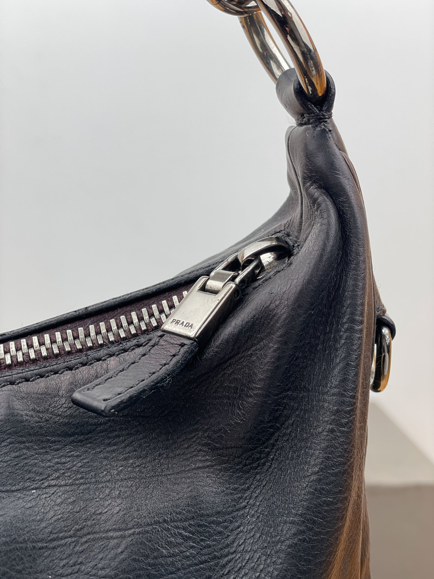 Prada 2000s Leather Hobo Shoulder Bag