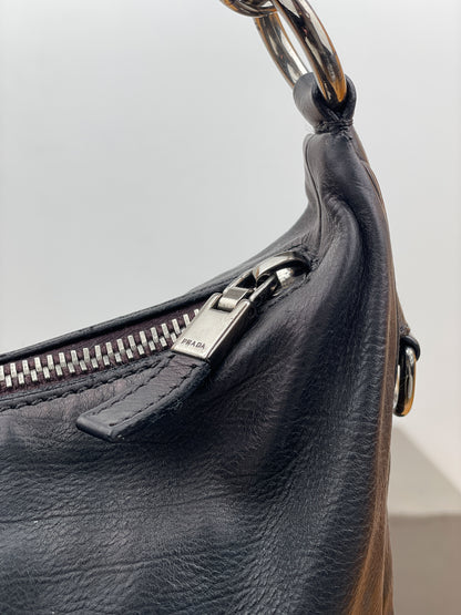 Prada 2000s Leather Hobo Shoulder Bag