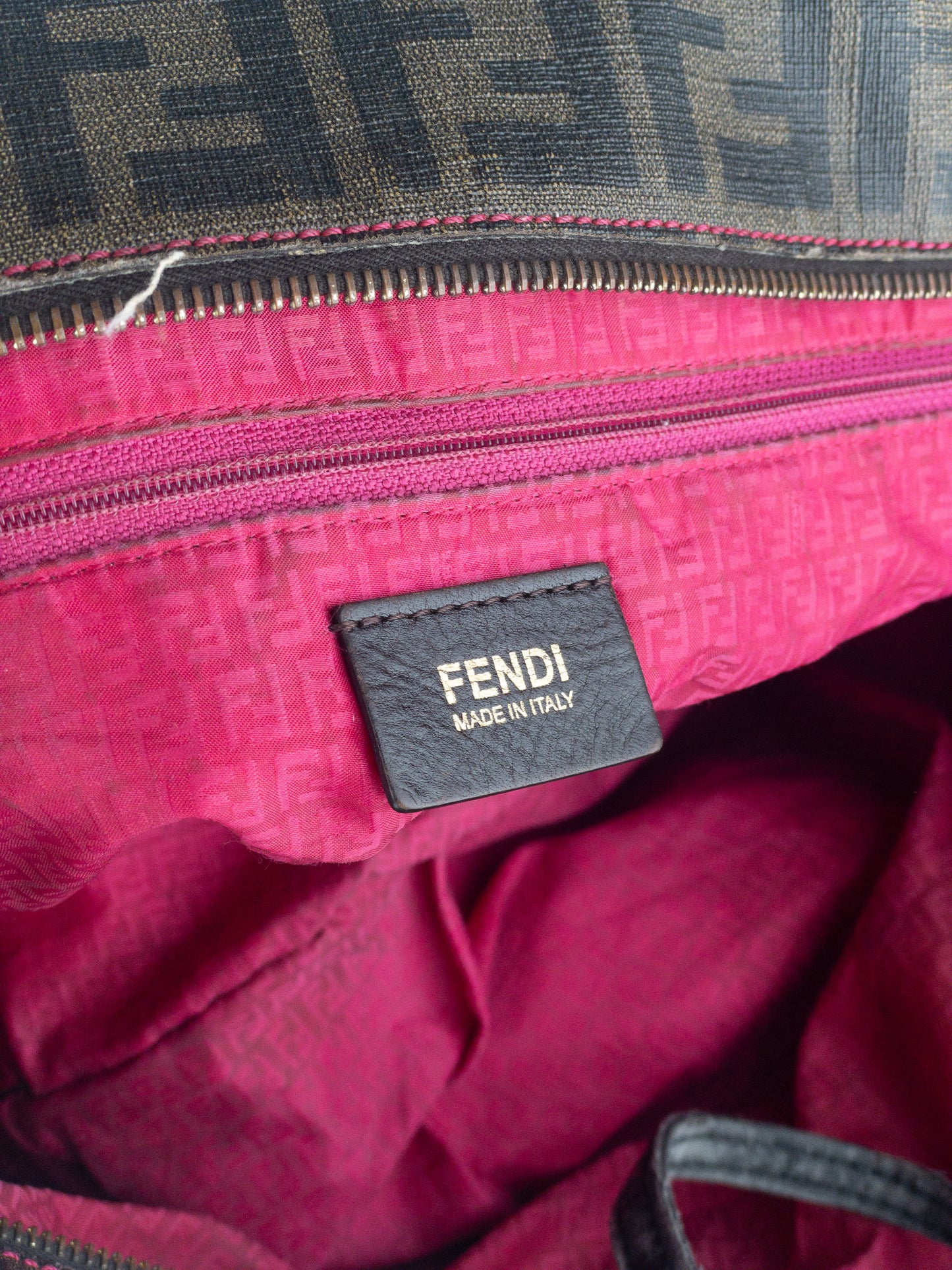 Fendi 2000s Zucca Canvas Roll Shopper Handbag