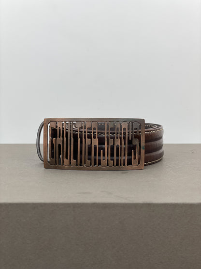 Jean Paul Gaultier Jeans 1990s Logo Buckle Leather Belt