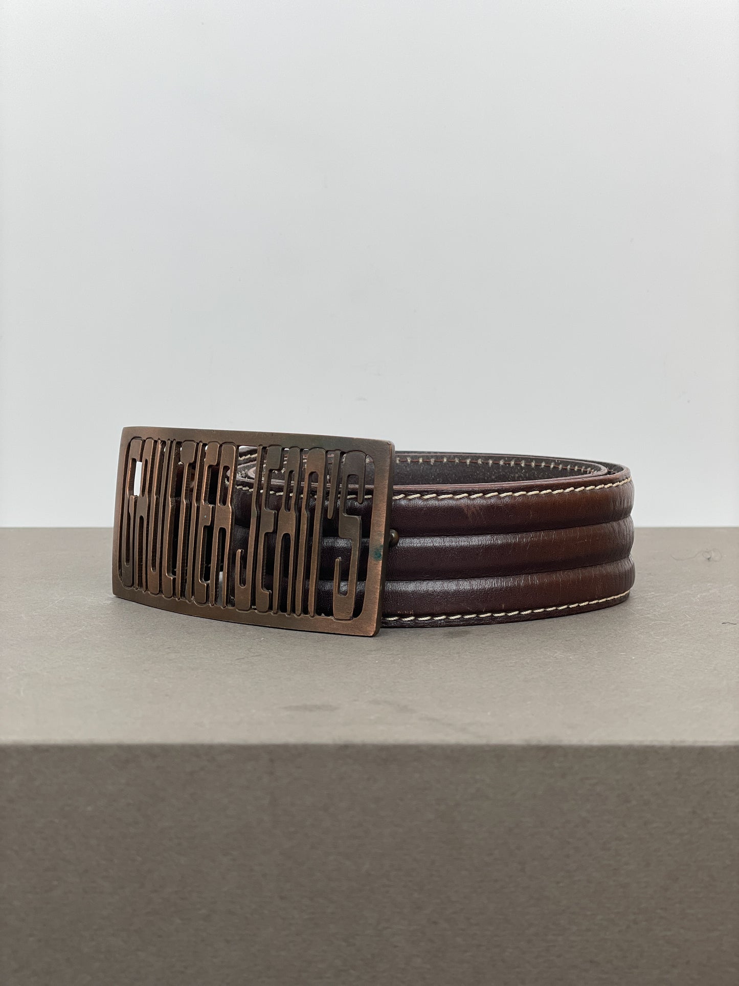 Jean Paul Gaultier Jeans 1990s Logo Buckle Leather Belt