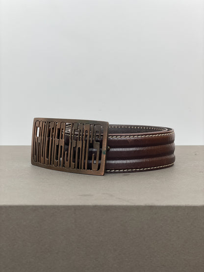 Jean Paul Gaultier Jeans 1990s Logo Buckle Leather Belt