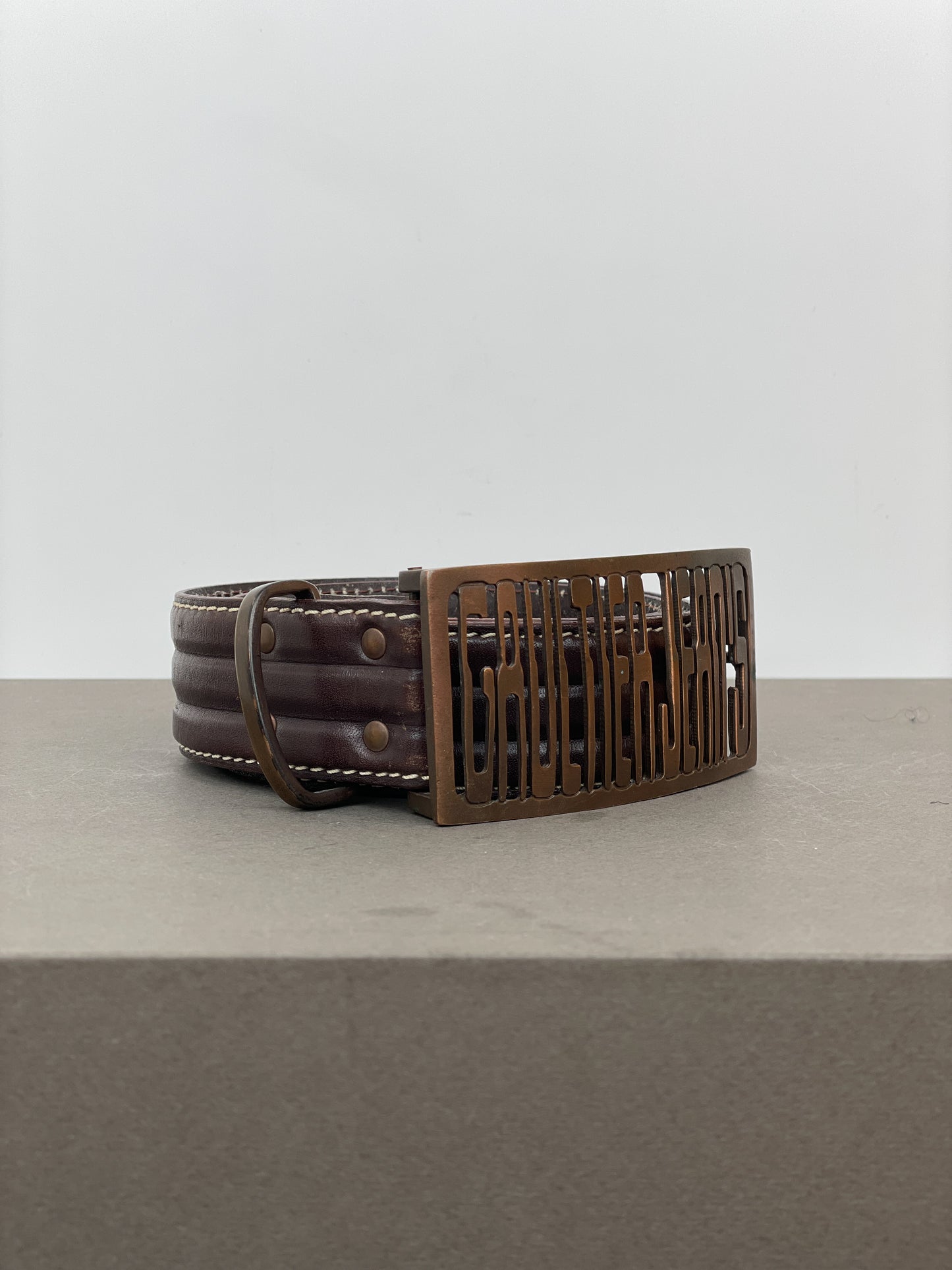 Jean Paul Gaultier Jeans 1990s Logo Buckle Leather Belt