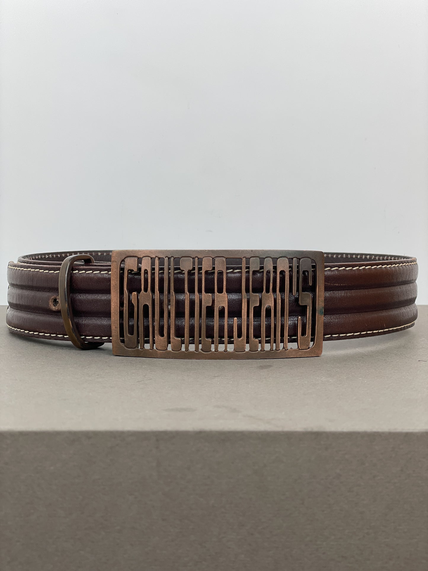 Jean Paul Gaultier Jeans 1990s Logo Buckle Leather Belt