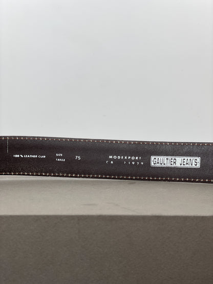 Jean Paul Gaultier Jeans 1990s Logo Buckle Leather Belt