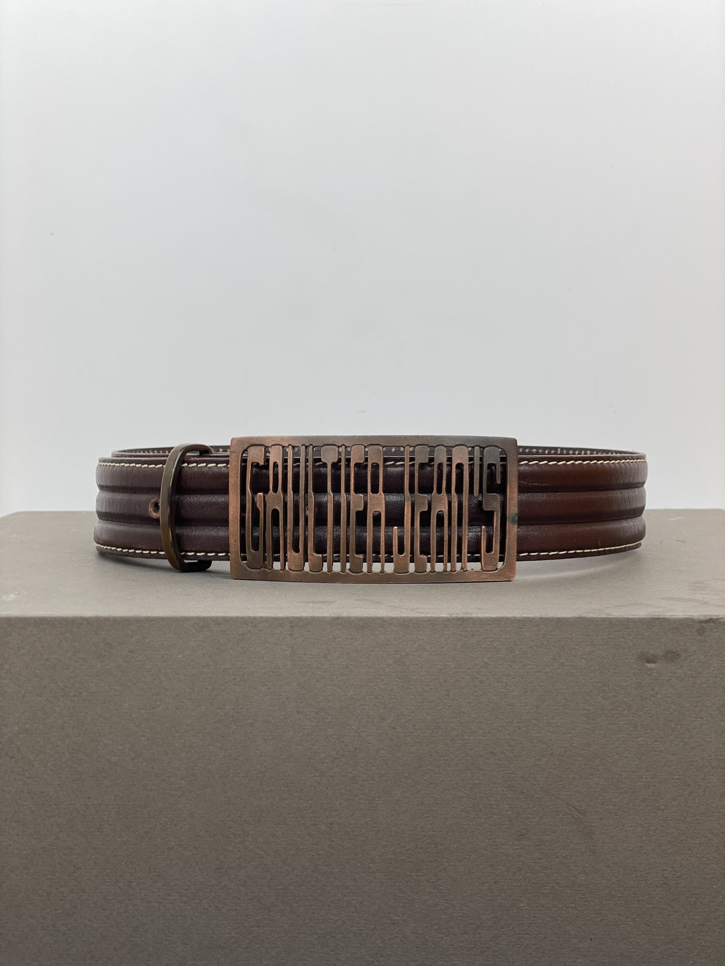 Jean Paul Gaultier Jeans 1990s Logo Buckle Leather Belt