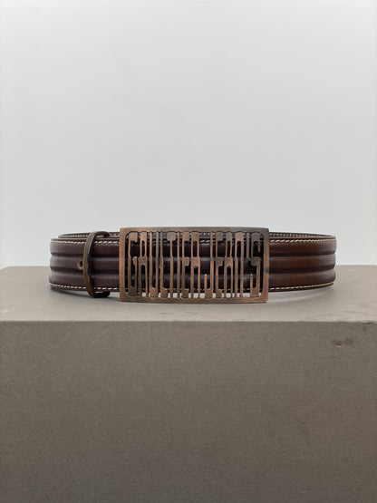 Jean Paul Gaultier Jeans 1990s Logo Buckle Leather Belt