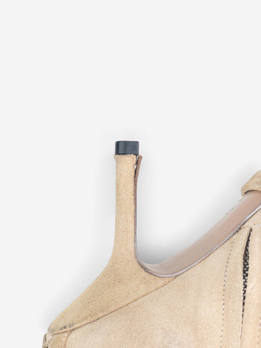 Dior by Galliano SS02 Suede Corset Kitten Heel Ankle Boots – detail view