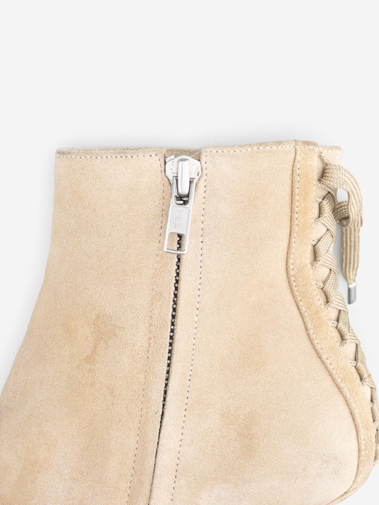 Dior by Galliano SS02 Suede Corset Kitten Heel Ankle Boots – detail view