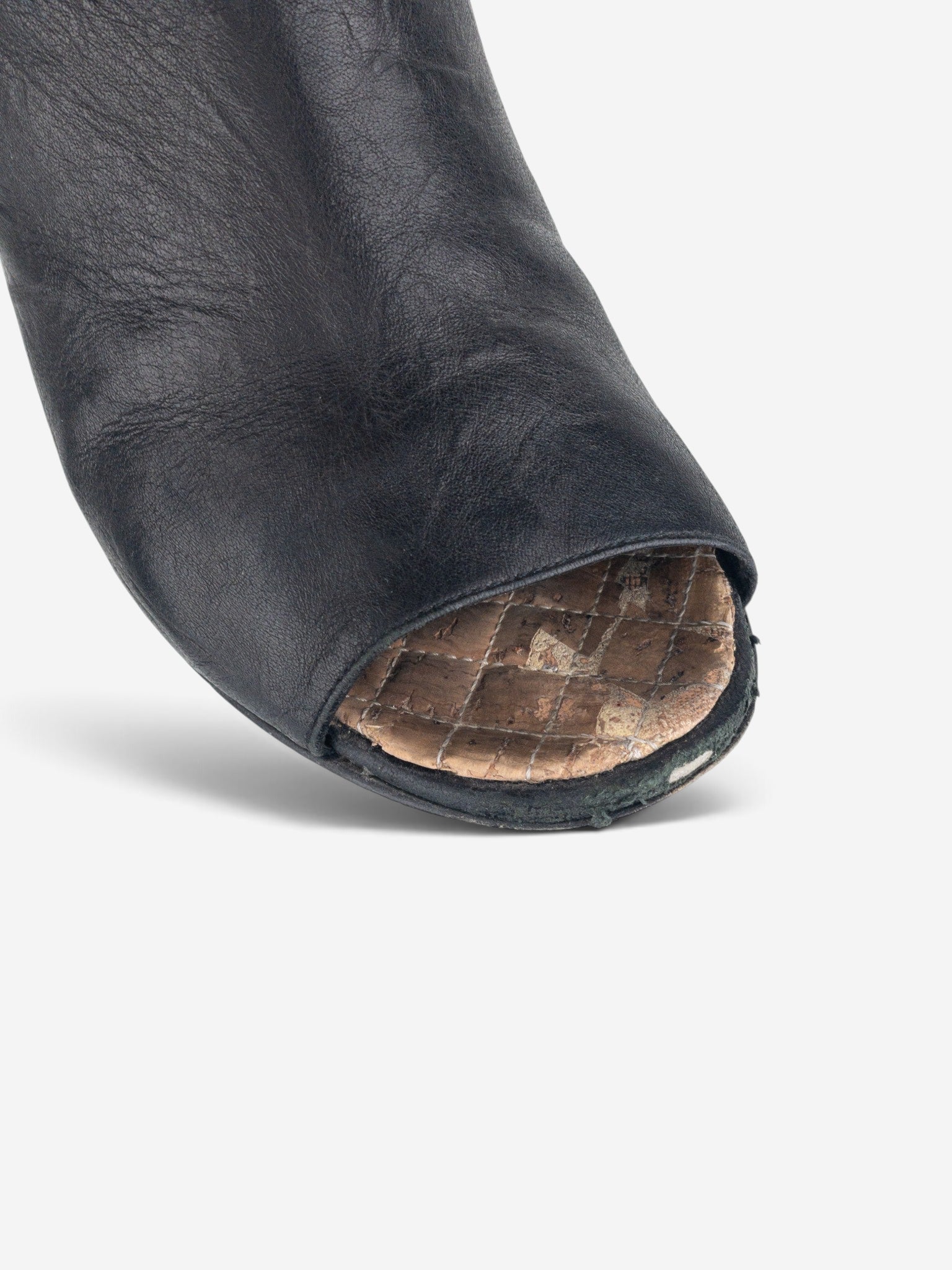 Chanel by Karl Lagerfeld 2010s Open Toe Logo Wedge Ankle Boots – detail view