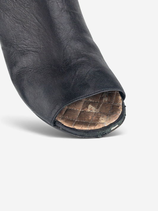 Chanel by Karl Lagerfeld 2010s Open Toe Logo Wedge Ankle Boots – detail view