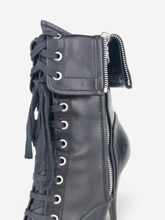 Balmain by Decarnin x Giuseppe Zanotti 2010s Zipper Ankle Heel Boots – detail view