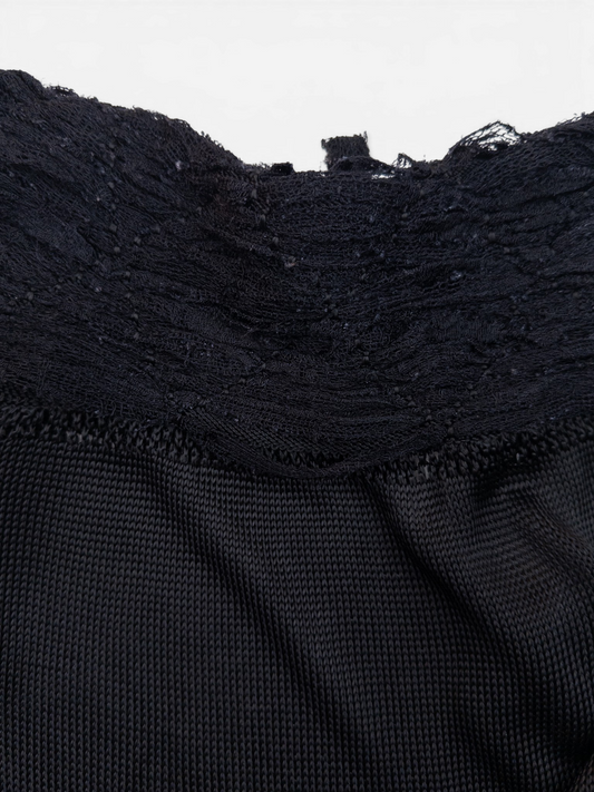 YSL Rive Gauche by Tom Ford 2000s Ruched Lace Knit Longsleeve Top – fabric detail