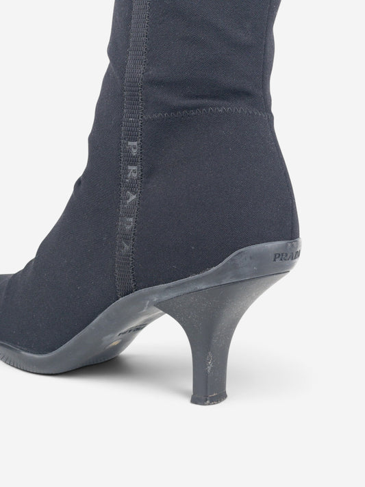 Prada 2000s Sports Neoprene Kitten Heel Ankle Boots – detail view
