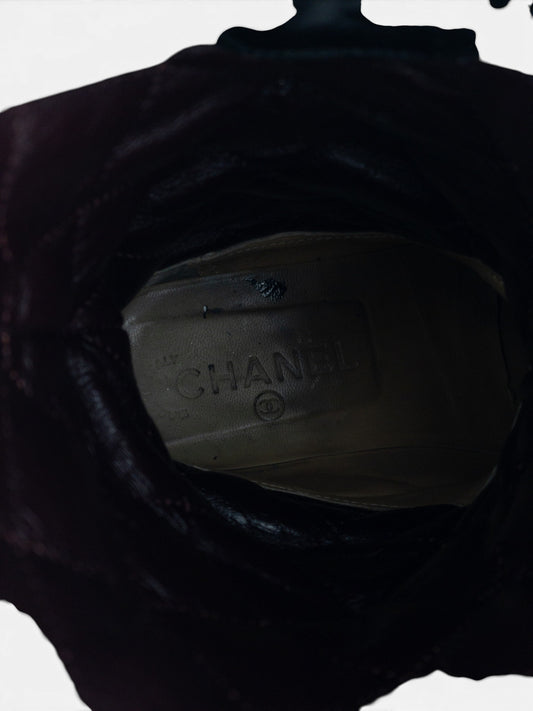 Chanel by Karl Lagerfeld 2010s Quilted Biker Moto Boots – detail view