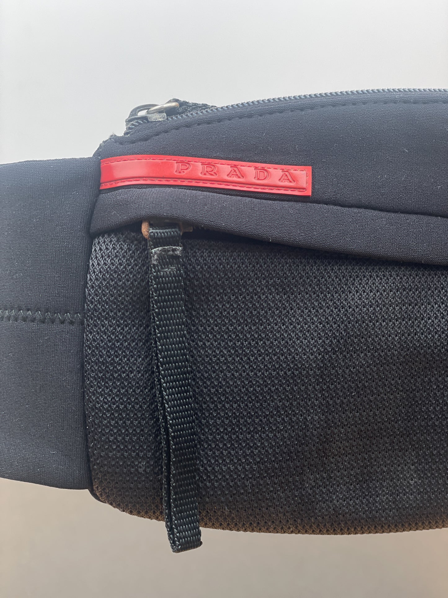Prada AW99 Linea Rossa Red Tab Neoprene Belt Waist Bag