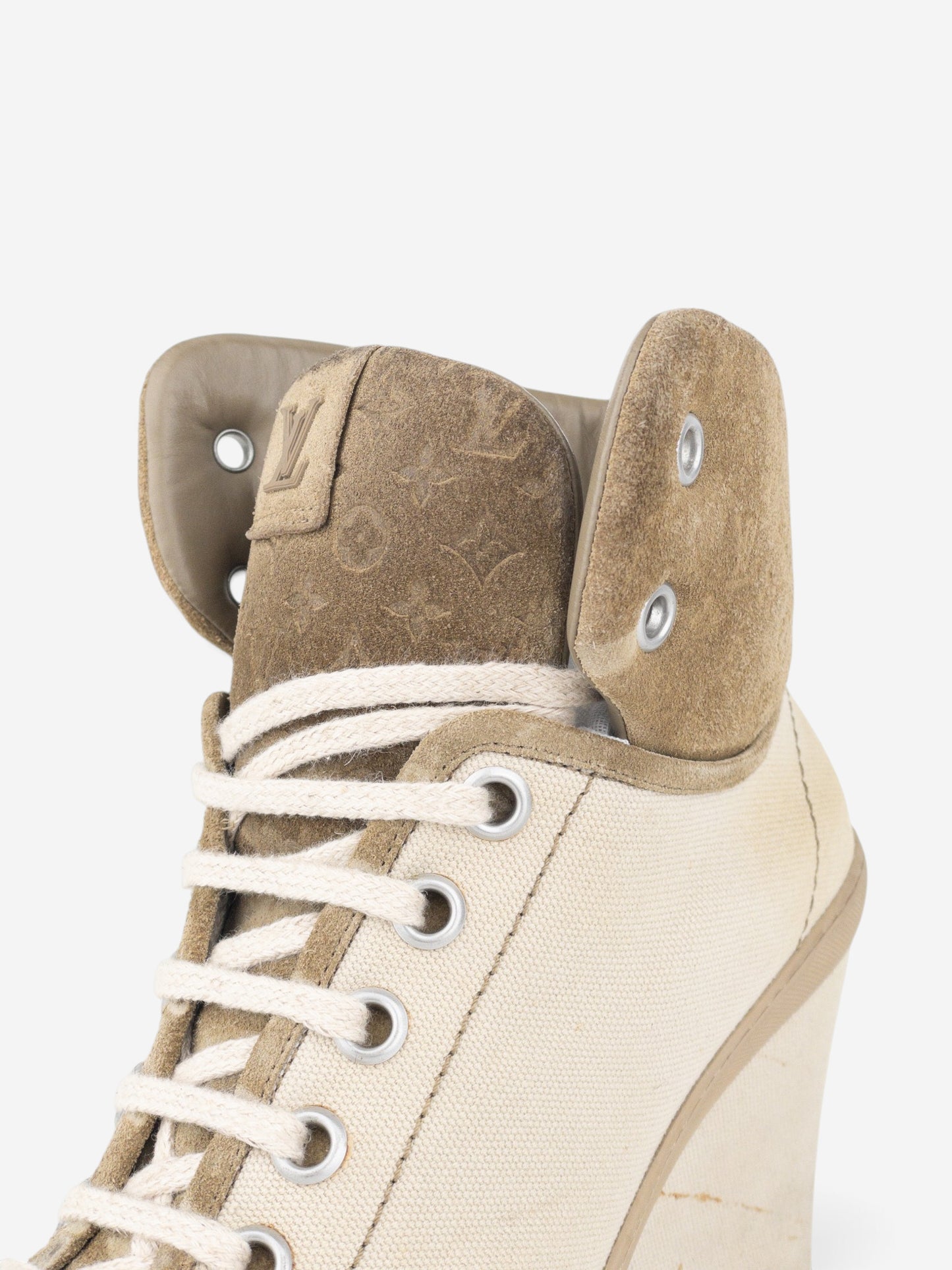 Louis Vuitton by Marc Jacobs 2010s Batignolles Monogram Wedge Sneaker Heels – detail view