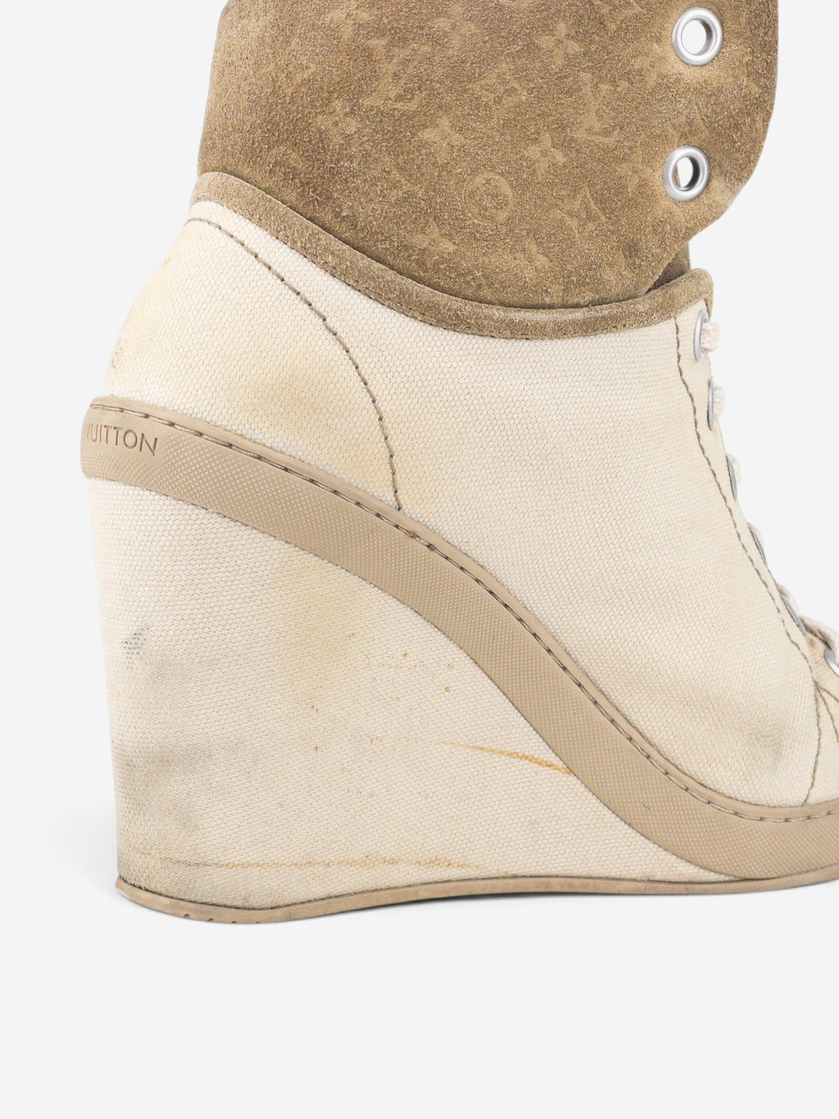 Louis Vuitton by Marc Jacobs 2010s Batignolles Monogram Wedge Sneaker Heels – detail view