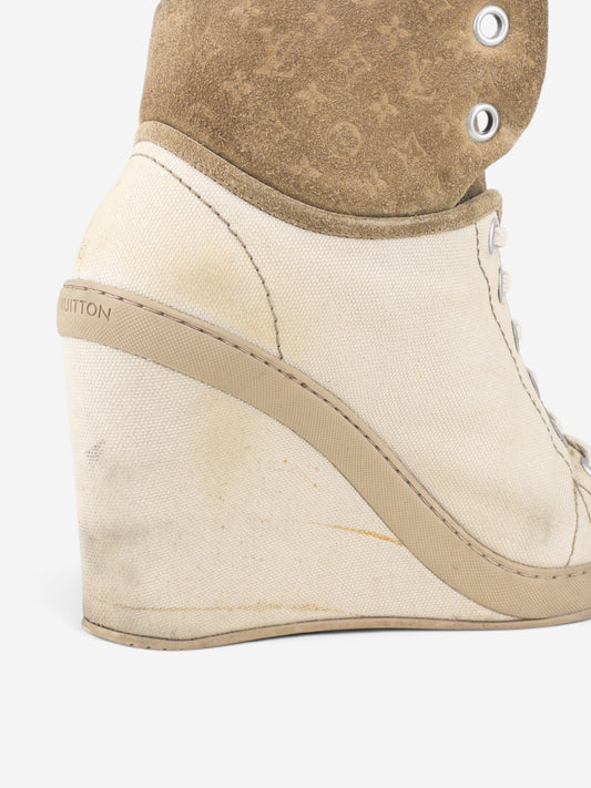 Louis Vuitton by Marc Jacobs 2010s Batignolles Monogram Wedge Sneaker Heels – detail view