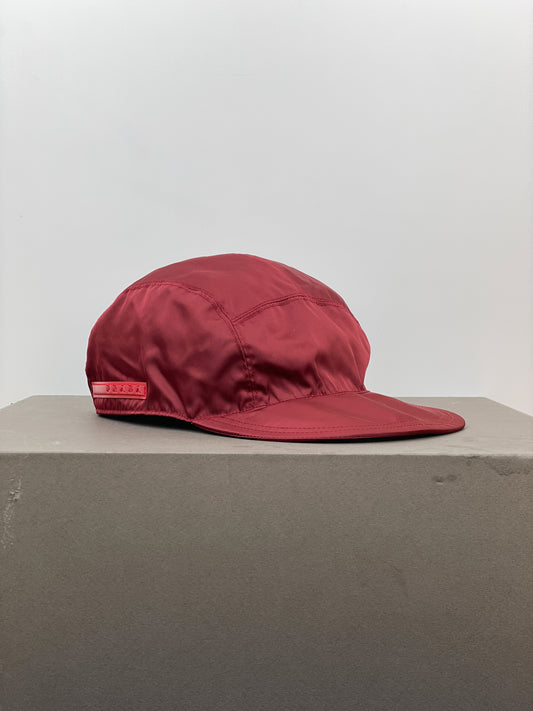 Prada Linea Rossa 2000s Red Tab Nylon Baseball Cap
