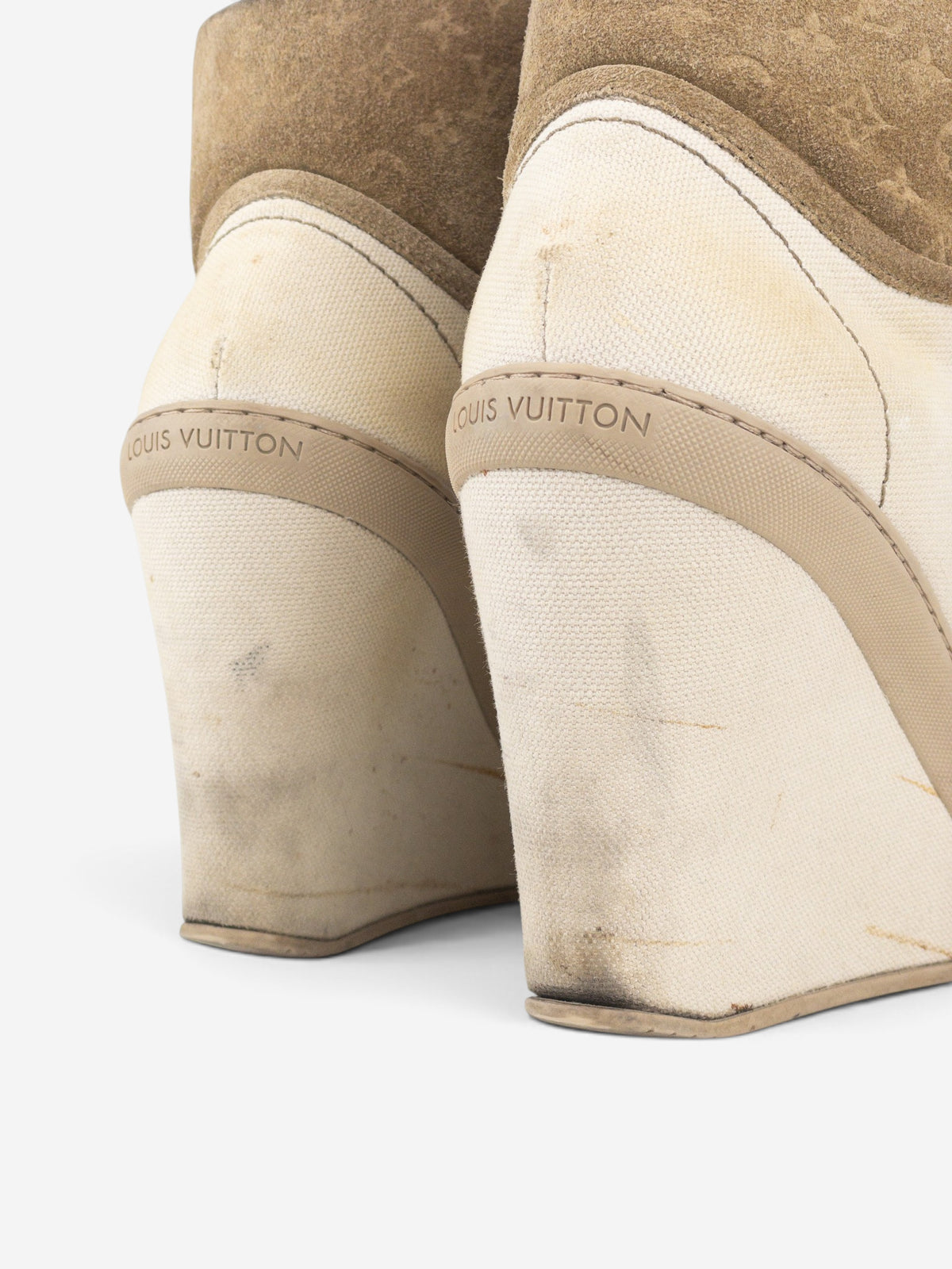 Louis Vuitton by Marc Jacobs 2010s Batignolles Monogram Wedge Sneaker Heels – detail view