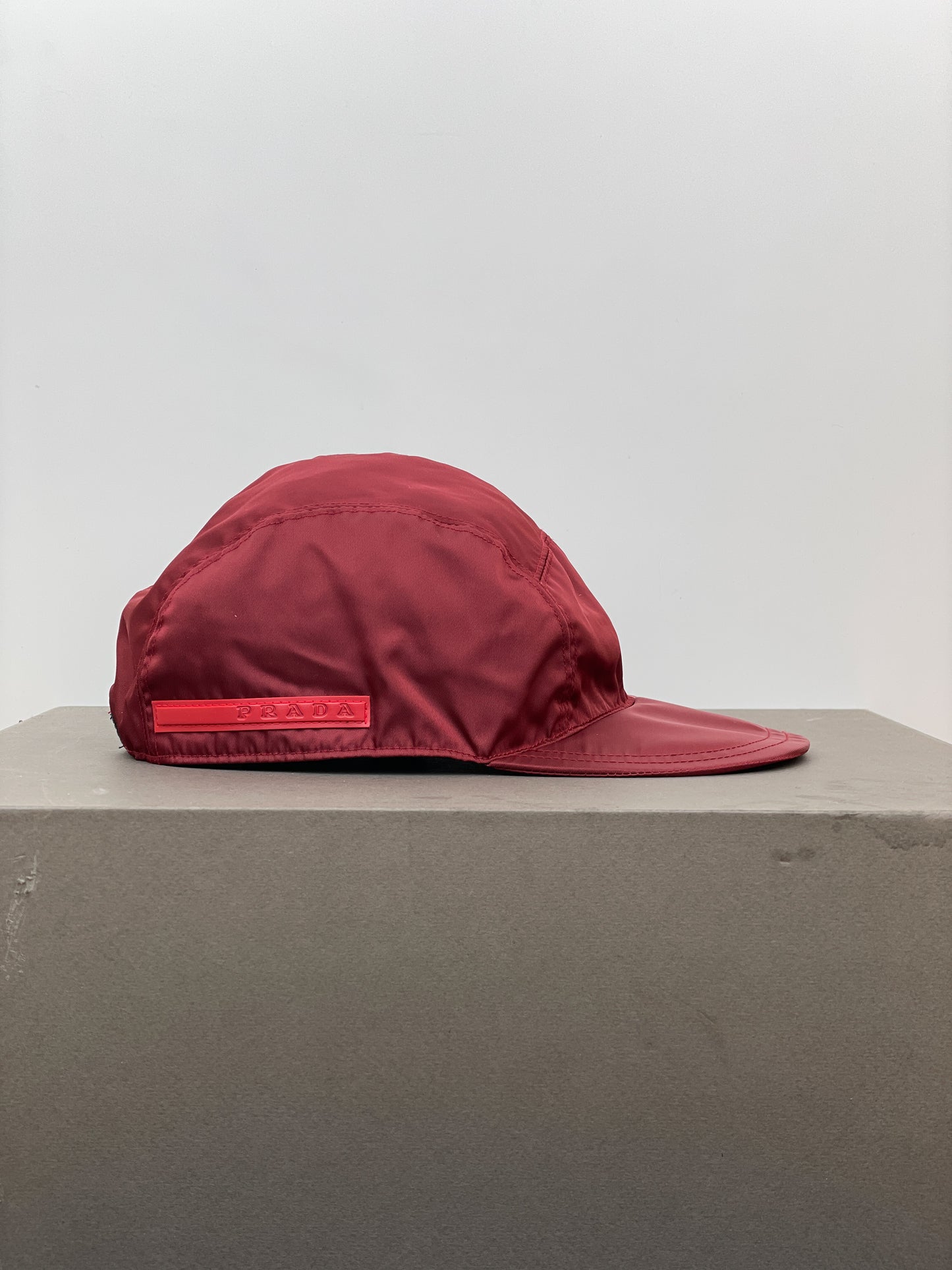 Prada Linea Rossa 2000s Red Tab Nylon Baseball Cap