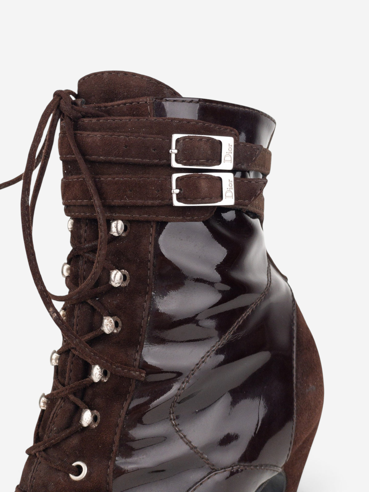Dior by Galliano SS03 Lace-Up Bondage Ankle Heel Boots – detail view