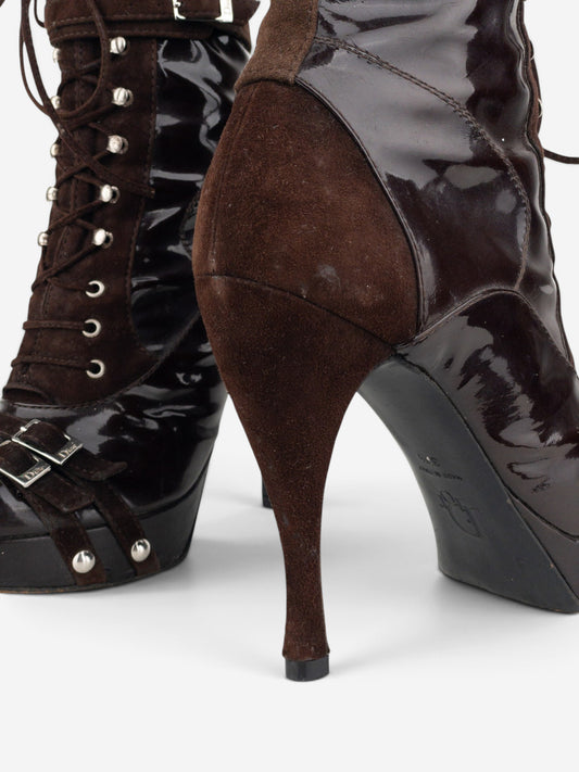 Dior by Galliano SS03 Lace-Up Bondage Ankle Heel Boots – detail view