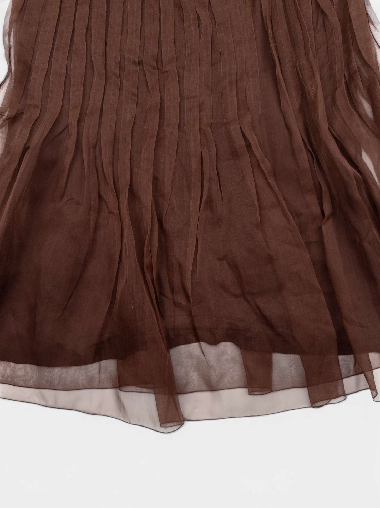 Prada SS08 Pleated Chiffon Tulle Midi Dress – skirt detail