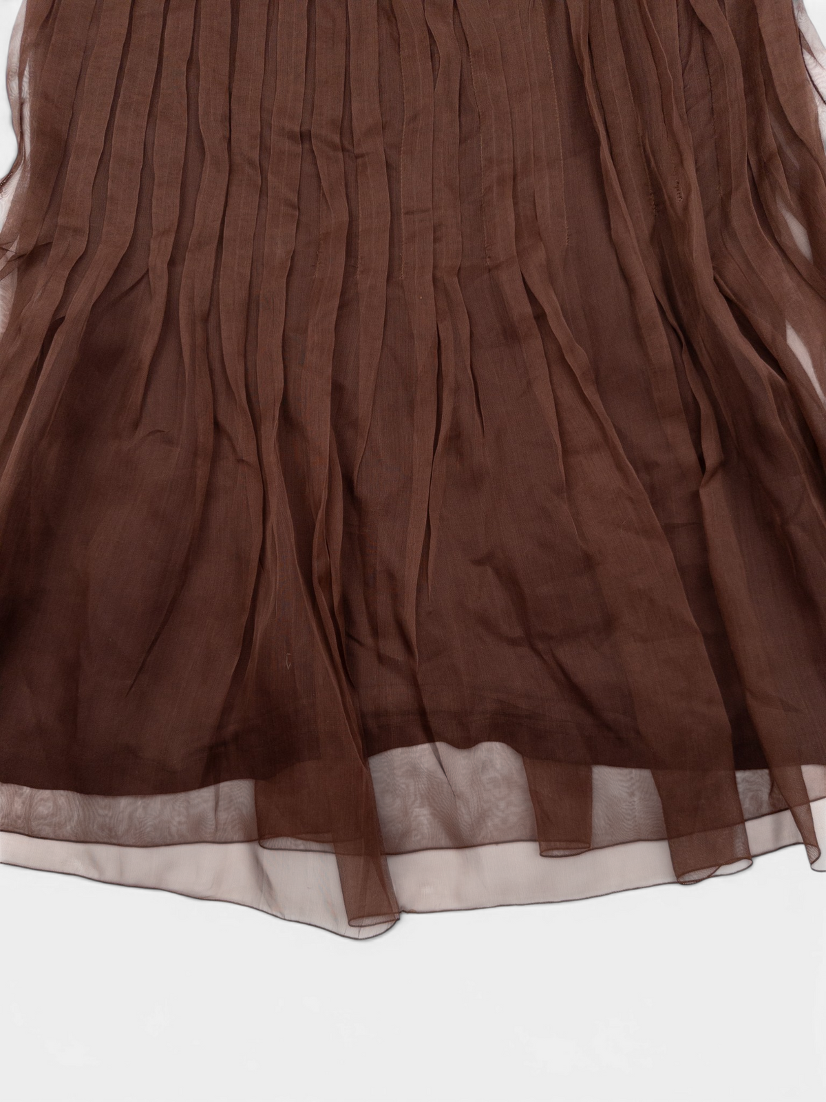 Prada SS08 Pleated Chiffon Tulle Midi Dress – skirt detail