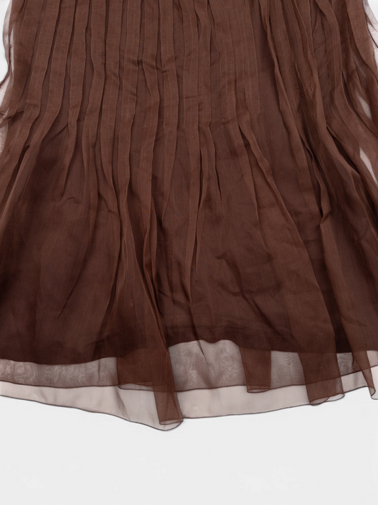 Prada SS08 Pleated Chiffon Tulle Midi Dress – skirt detail