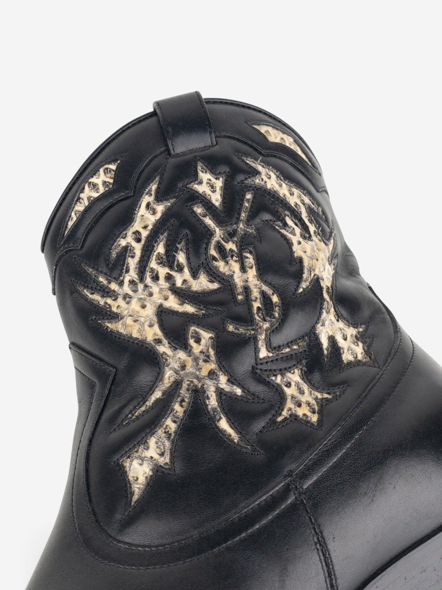 Saint Laurent by Anthony Vaccarello SS17 Python Western Cowboy Ankle Boots – detail view