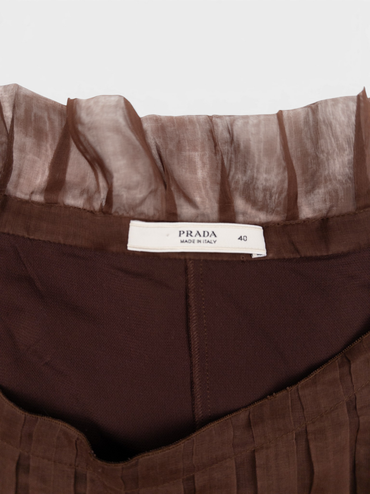 Prada SS08 Pleated Chiffon Tulle Midi Dress – brand label