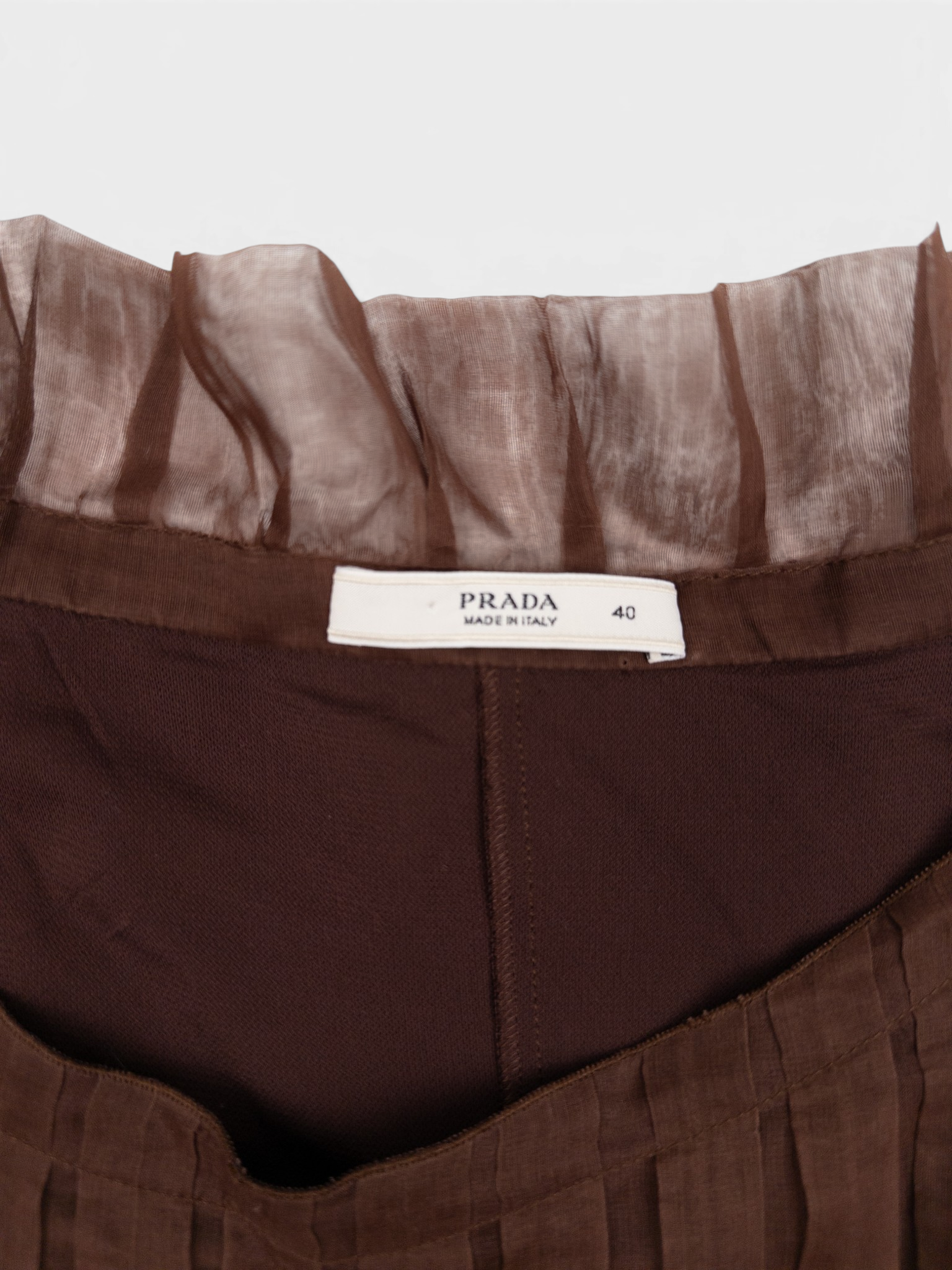 Prada SS08 Pleated Chiffon Tulle Midi Dress – brand label