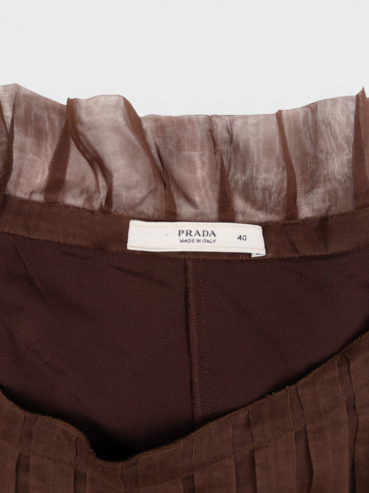 Prada SS08 Pleated Chiffon Tulle Midi Dress – brand label