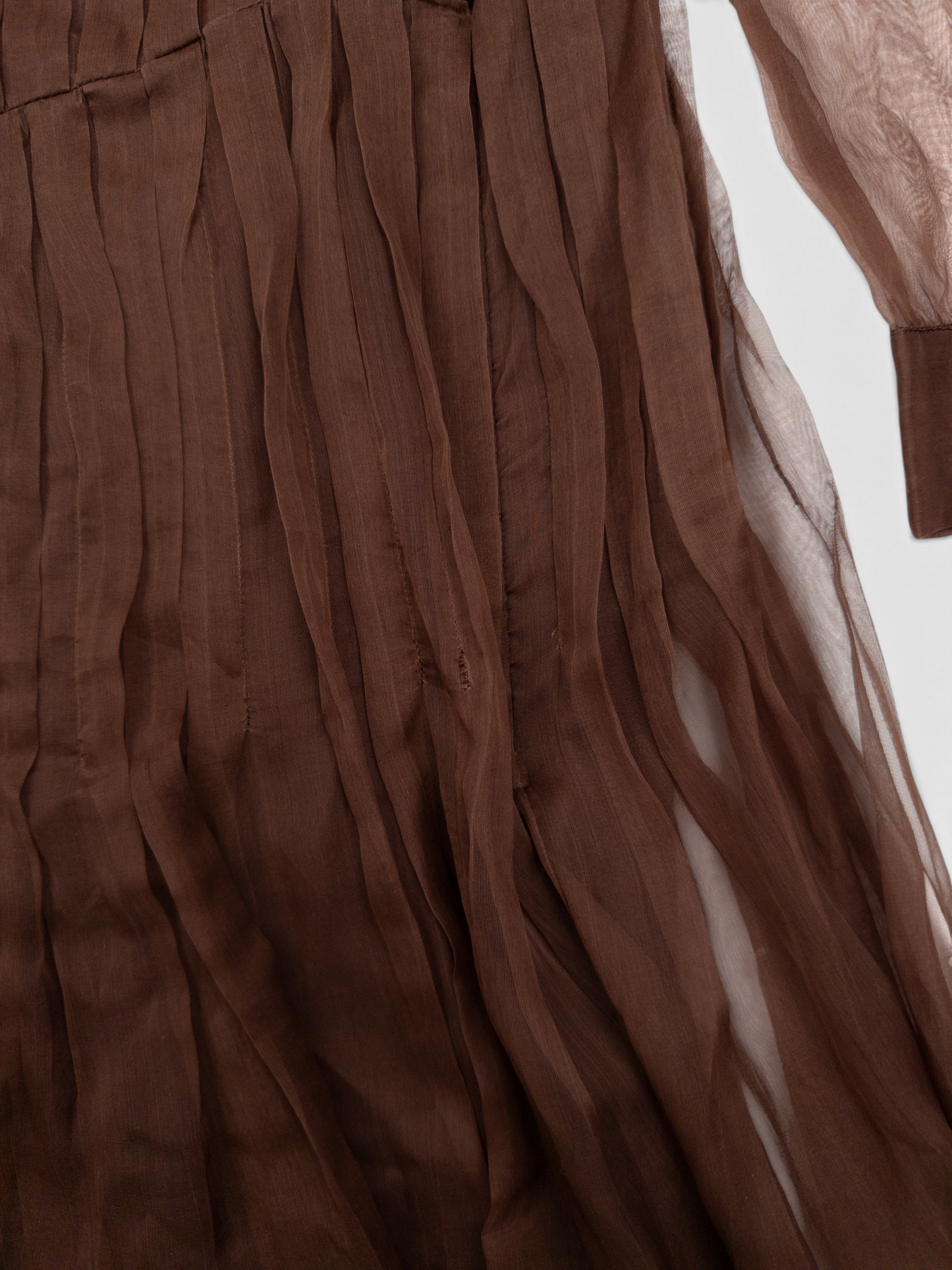 Prada SS08 Pleated Chiffon Tulle Midi Dress – hem detail