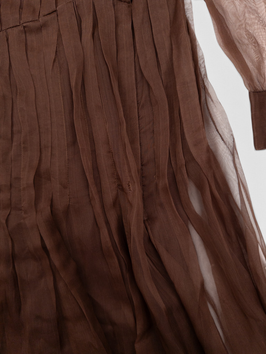 Prada SS08 Pleated Chiffon Tulle Midi Dress – hem detail