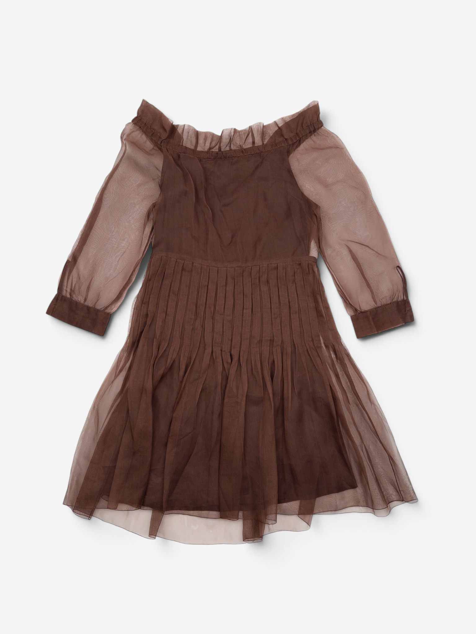 Prada SS08 Pleated Chiffon Tulle Midi Dress – styled view