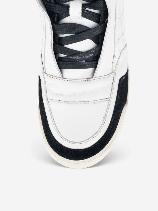 Balmain by Olivier Rousteing AW13 Quilted Leather High-Top Logo Sneakers – detail view